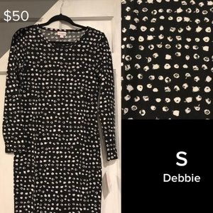 LuLaRoe Debbie Dress Long Sleeve Small Black White